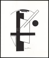 Kassák Lajos (1887-1967): Képarchitektúra (cím nélkül). Szitanyomat, papír. Jelzett a nyomaton. Pesti Műhely kiadása, az 1981-ben megjelent Kassák 6 Képarchiktektúra c. mappából. Lapméret: 35x28,5 cm