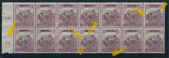 Kolozsvár 1919 Arató 3f 14-es tömb, benne "hurkás kör, kihasadt kör, hiányos B betű" lemezhibák, Bodor vizsgálójellel