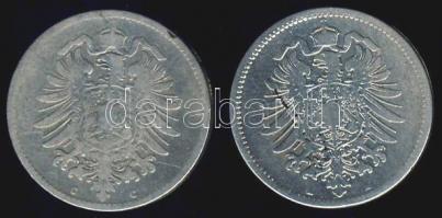 Német Birodalom/Császárság 1875A + 1876C 1M Ag (2x) T:3/3-