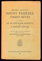 Jézusról nevezett Szent Terézia összes művei III. kötet. Az alapítások könyve és a kisebb művek. Ford.: Szeghy Ernő. hn., 1928, Pesti Könyvnyomda Részvénytársaság. 1. magyar kiadás. "Szent Terézia Anyánk összes műveinek ezen harmadik kötetével befejezzük irodalmi hagyatéka legjelentősebb részének kiadását. Hátra volnának még költeményei és levelei. (...) Ez a kötet magában foglalja az Alapítások könyvét és a kisebb műveket. Az előbbi beszámol a kármelita reform terjedéséről, vagyis elmondja, hogy miképpen fejlődött abból a kis ávilai Szent József-zárdából, minden várakozás ellenére, egész sora a női zárdáknak; hogyan keletkeztek ezekkel párhuzamosan a sarutlan férfizárdák; miképpen váltak rendtartománnyá egyelőre az enyhített szabályú ősi Kármel kebelében, míg végre ettől elszakadva, még szent Terézia életében, önálló szerzetté, a Sarutlan Kármelita Renddé alakultak."  Kiadói papírkötés, felvágatlan példány.
