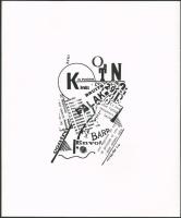 Kassák Lajos (1887-1967): Dadaista kompozíció (cím nélkül). Szitanyomat, papír. Jelzett a nyomaton. Pesti Műhely kiadása, az 1981-ben megjelent Kassák 6 Typographia c. mappából. Lapméret: 35x28,5 cm