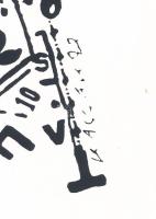 Kassák Lajos (1887-1967): Dadaista kompozíció (cím nélkül). Szitanyomat, papír. Jelzett a nyomaton. ...