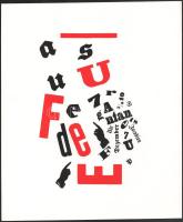 Kassák Lajos (1887-1967): Dadaista kompozíció (cím nélkül). Szitanyomat, papír. Jelzés nélkül. Pesti Műhely kiadása, az 1981-ben megjelent Kassák 6 Typographia c. mappából. Lapméret: 35x28,5 cm