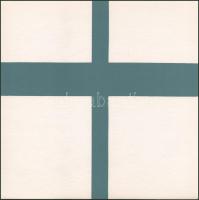 Korniss Dezső (1908-1984): Kereszt, 1981. Szitanyomat, papír, jelzés nélkül. Pesti Műhely kiadásában és nyomásában megjelent mappából. Hátoldalán "Korniss Dezsőnek készítette" felirattal valamint Nádler István (1938-) és Hegyi Lóránd (1954-) művészettörténész, Korniss Dezső monográfusa, a mappa borítóján lévő tanulmány szerzőjének autográf aláírásáival! 30×30 cm