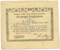 1849. Rozsnyó 1849. július 16.10kr "Rozsnyó bánya város pénztári utalványa" T:F Hungary / Rozsnyó 16.07.1849. 10 Kreuzer "Rozsnyó bánya város pénztári utalványa (Cashier's Coupon of Mine Town of Roznava)" C:F Adamo ROZ-1.4