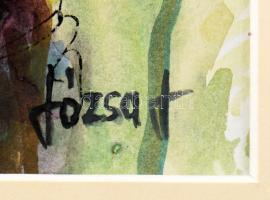 Józsa János (1936-2016): Ünnep. Tus, akvarell, papír, jelzett. Paszpartuban, 29×40 cm / Watercolour ...