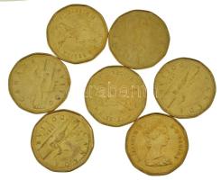 Kanada 1987-1989. 1$ bronzozott Ni (7db) T:AU,XF Canada 1987-1989. 1$ bronzed Ni (7pcs) C:AU,XF