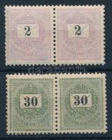 1889 Feketeszámú 2kr és 30kr párokban, párokban ritka (17.300)