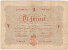 1848. 5Ft vörösesbarna nyomat "DXv. 662125" "Kossuth bankó" T:F Adamo G109