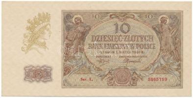 Lengyelország / Német megszállás 1940. 10Zl "L 5865759" T:AU Poland / German Occupation 1940. 10 Zlotych "L 5865759" C:AU Krause 94.