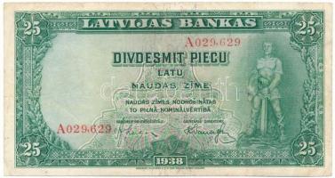 Lettország 1938. 25L "A029629" T:F Latvia 1938. 25 Latu "A029629" C:F Krause 21.