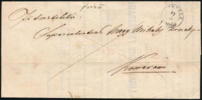 1855 Franco nyimtatvány "BERKESZ" - Komárom