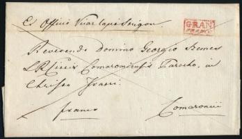 1833 Ex offo levél piros "GRAN FRANCO" - Komárom