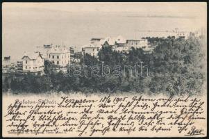 1905 Balatonföldvár képeslap Veszprém - Győr vasúti bélyegzéssel Ausztriába