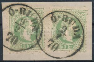 1867 2 x 3kr on the cut piece of a 2nd weight class local cover "Ó-BUDA", 1867 2 x 3kr egy második súlyfokozatú helyi levél kivágásán "Ó-BUDA"