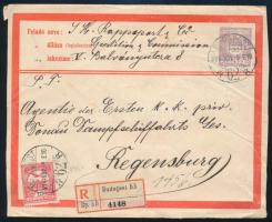 1914 Díjkiegészített ajánlott díjjegyes boríték Németországba