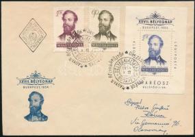 1954 Jókai sor és blokk Rómába címzett FDC-n