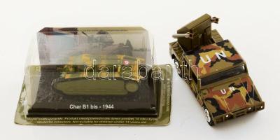 2 darab katonai játékautó, Hummer rakétavető és Char B1 bis tank bontatlan csomagolásban.