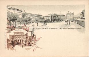 Budapest V. Ferenc József tér és az MTA litho