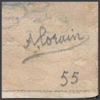 Alorain jelzéssel: Rouen, Fontaine Jeanne d'Arc. Akvarell, papír, bal alsó sarkában kissé sérül...