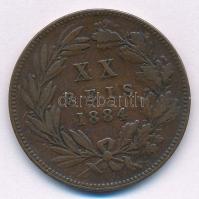 Portugália 1884. 20R Br "I. Károly" T:2-,3 ph. Portugal 1884. 20 Reis Br "Carlos I&qu...