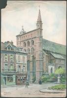 Alorain jelzéssel: Bagneres-de-Bigorre (Franciarország). Akvarell, papír, sérült. 36,5x24,5 cm