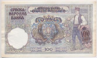 Szerbia / Német megszállás 1941. 100D (3x) jugoszláv bankjegyre nyomva T:II Serbia / German occupati...