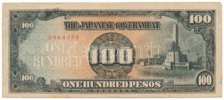 Fülöp-szigetek / Japán megszállás DN(1944) 100P "28 0964089" T:F, szép papír Philippines / Japanese occupation ND(1944) 100 Pesos "28 0964089" C:F, fine paper Krause P#112a