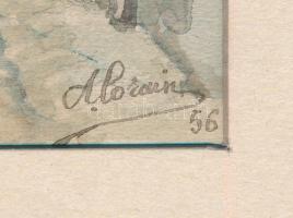 Alorain jelzéssel: Nancy, utcarészlet. Akvarell, papír. Paszpartuban. 29,5x19,5 cm