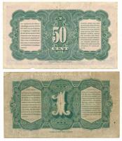 Holland Kelet-India / Indonézia 1943. 50c "FD032192" + 1G "AZ259361" T:F,VG, pic...
