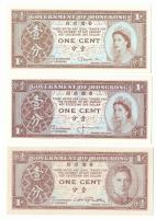 Hong Kong DN(1945) 1c "VI. György" + DN(1961-1971) 1c "II. Erzsébet" + DN(1971-1981) 1c "II. Erzsébet" T:UNC,AU Hong Kong ND(1945) 1 Cent "George VI" + ND(1961-1971) 1 Cent "Elizabeth II" + ND(1971-1981) 1 Cent "Elizabeth II" C:UNC,AU Krause P#321, P#325a, P#325b