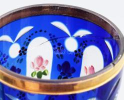 Cseh talpas kehely, zománcfestéssel, sérült, m: