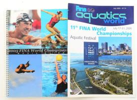 2005 Két érdekes kiadvány a montreali vizes (úszás, vízilabda, műugrás, műúszás) világbajnokságról: 1.: 2005 FINA World Championsships Media Guide, előzetes, statisztika, 176 p. Az amerikai csapat igen részletgazdag bemutatása, műugrás (24 oldal), úszás (98 oldal), műúszás (20 oldal), vízilabda (34 oldal). A sportolók (így pl. Michael Phelps) bemutatása, részletes karriertörténete + érem- és versenystatisztikák, úszásban versenyszámonként minden idők legjobbjai, illetve legjobb eredményei.  2. 11th FINA Aquatics World Montreal. A FINA Aquatics World 2005. júliusi száma a 2005-ös montreali világbajnokság jegyében 34 oldalon.