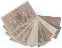 13db-os, többnyire német bankjegyből álló tétel, közte 1913. 20K piros "DEUTSCHÖSTERREICH"...