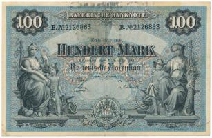 Német Birodalom / Bajorország 1900. 100M vízjeles papíron T:F erős papír, de folt German Empire / Bavaria 1900. 100 Mark on watermarked paper C:F strong paper, but spotted Krause P#S922