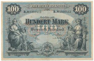 Német Birodalom / Bajorország 1900. 100M vízjeles papíron T:F erős papír German Empire / Bavaria 1900. 100 Mark on watermarked paper C:F strong paper Krause P#S922