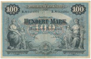 Német Birodalom / Bajorország 1900. 100M vízjeles papíron T:F erős papír German Empire / Bavaria 1900. 100 Mark on watermarked paper C:F strong paper Krause P#S922