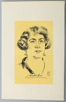 Makoldy József (1890-1957): Sándor Erzsi operaénekes portréja, 1926. Litográfia, papír, jelzett a metszeten. 18x11 cm
