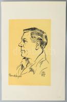 Makoldy József (1890-1957): Romek Árpád festőművész portréja, 1925. Litográfia, papír, jelzett a metszeten. 19x12 cm