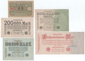 Német Birodalom 1920-1923. 1M-1.000.000M (5db) T:UNC-F German Empire 1920-1923. 1 Mark - 1.000.000 Mark (5pcs) C:UNC-F