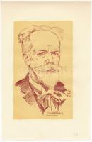 Makoldy József (1890-1957): Nádler Róbert festőművész portréja, 1926. Litográfia, papír, jelzett a metszeten. 20x12 cm