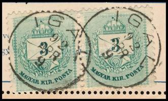 1892.ápr.09. Ajánlott 31kr díjjegyes zárt levelezőlap belül 2 x 3kr díjkiegészítéssel, majd Színessz...