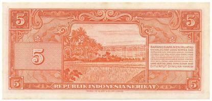 Indonézia / Serikat 1950. 5R "D/9 458465" T:AU
Indonesia / Serikat 1950. 5 Rupiah "D...