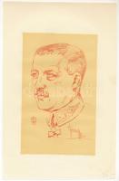 Makoldy Sándor (1890-1957): József Ágost főherceg, tábornagy, kormányzó portréja, 1925. Litográfia, papír, jelzett a metszeten. Lapszéli apró szakadásokkal. 19,5x12 cm