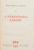 Eötvös József, báró: A nemzetiségi kérdés. Báró Eötvös József Összes Munkái XVI. köt. Bp., 1903, Révai, 288+(2) p. Kiadói aranyozott, szecessziós egészvászon-kötés, Gottermayer-kötés, nagyrészt jó állapotban.