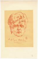 Makoldy József (1890-1957): Blaha Lujza színésznő portréja, 1924. Litográfia, papír, jelzett a metszeten. 18x14 cm
