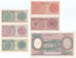 Indonézia 1964. 1s - 50s (5xklf) + 10.000R "XBW 63643" (a vízjel a papír közepén) T:UNC,AU...