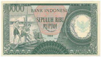 Indonézia 1964. 10.000R "YVY 02981" (a vízjel a papír bal és jobb szélén) T:AU Indonesia 1964. 10.000 Rupiah "YVY 02981" (watermark in paper at left and right) C:AU Krause P#101b