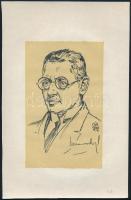 Makoldy Sándor (1890-1957): Domanovszky Sándor történész, egyetemi tanár, a Magyar Tudományos Akadémia tagja portréja, 1926. Litográfia, papír, jelzett a metszeten. 18x11 cm