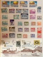 Postatiszta külföldi + bélyegzett magyar és külföldi bélyegek 4 db A/4 + 4 közepes berakóban